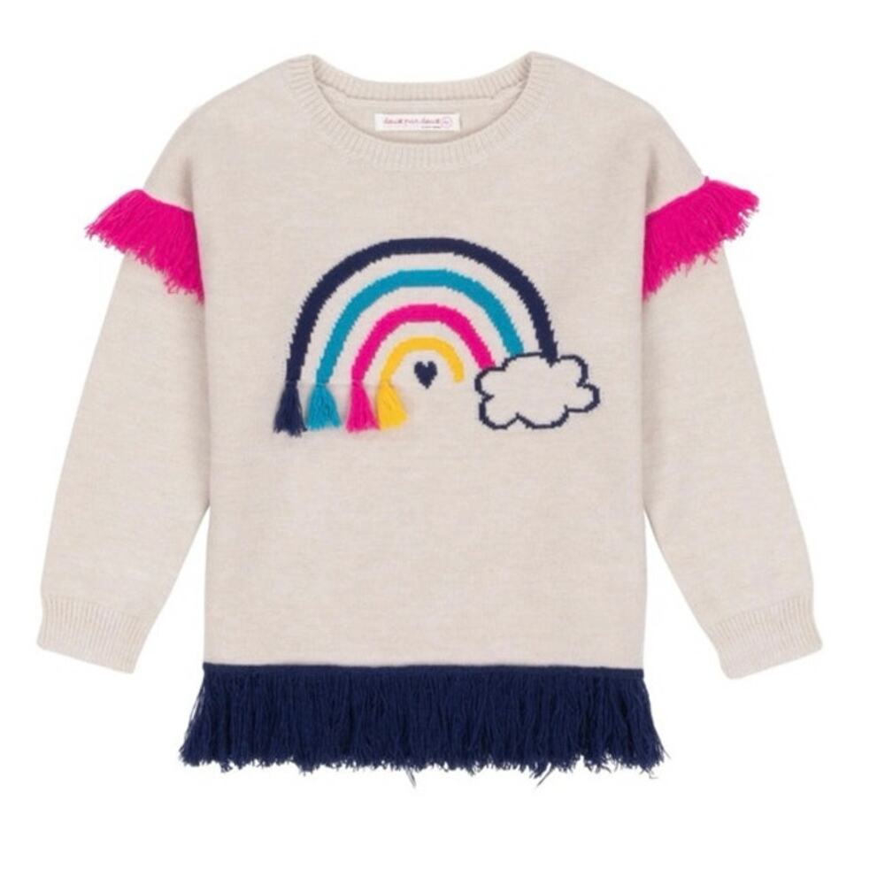 Deux Par Deux Rainbow Fringe Soft Sweater NWT Kids 12 Year